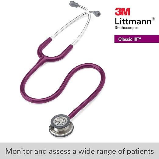 3M™ Littmann® Classic III™ Monitoring Stethoscope, Plum Tube, 27 in, 5831 3M™ Littmann® Classic III™ Monitoring Stethoscope, Plum Tube, 27 in, 5831
